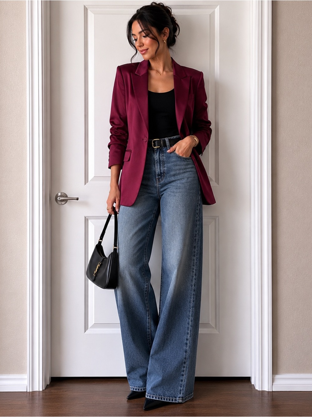 DKNY Maroon Tailored Blazer